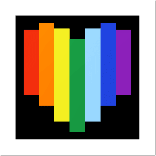 Pixelated Rainbow Heart Posters and Art